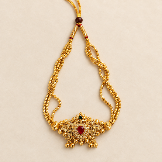 Royal Heritage Ruby & Emerald Gold-Plated Choker Necklace Set