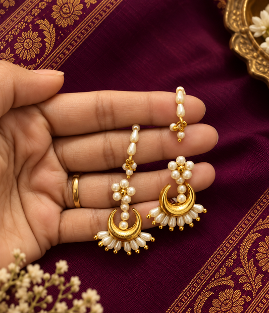 Peshwai Chandrakor Pearl Earrings